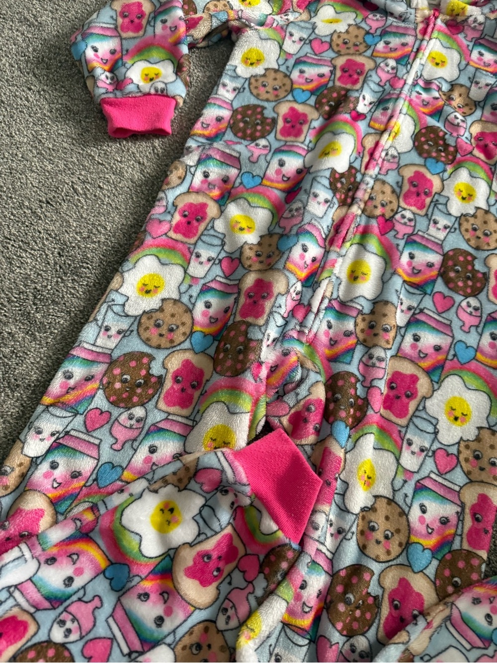 Children’s Place Cozy Pink One-Piece Hoodie Onesie Union Suit Sz M (7-8) - Picture 4 of 6